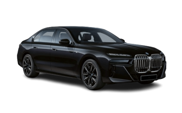 A black car displayed against a plain white background