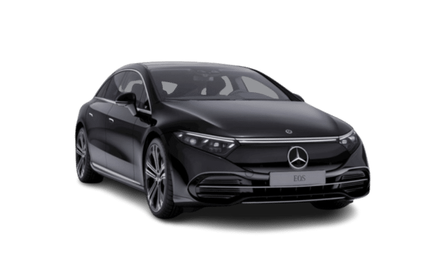 A black car displayed against a plain white background