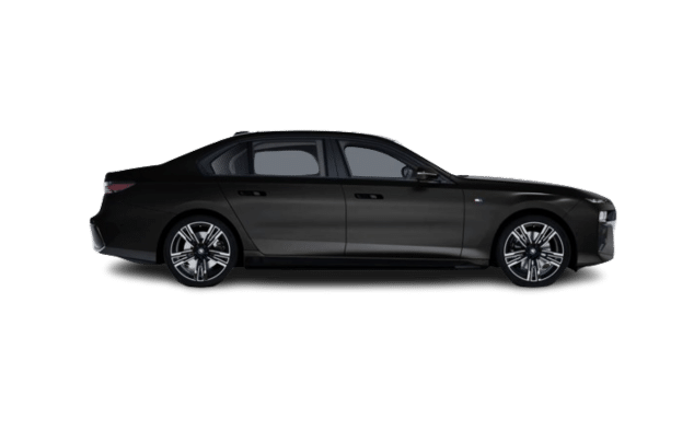 A black car displayed against a plain white background