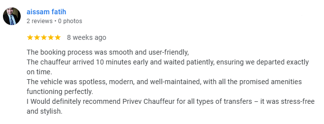 A google review of Privev's Service from a client