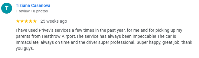 A google review of Privev's Service from a client