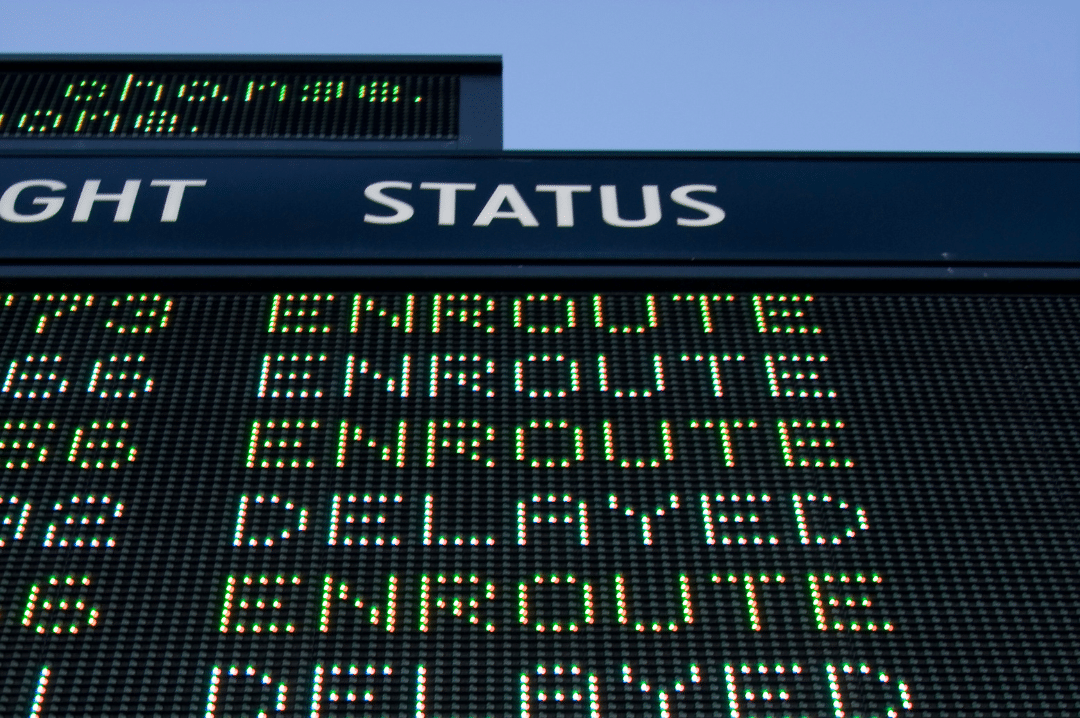 A board showing flight details